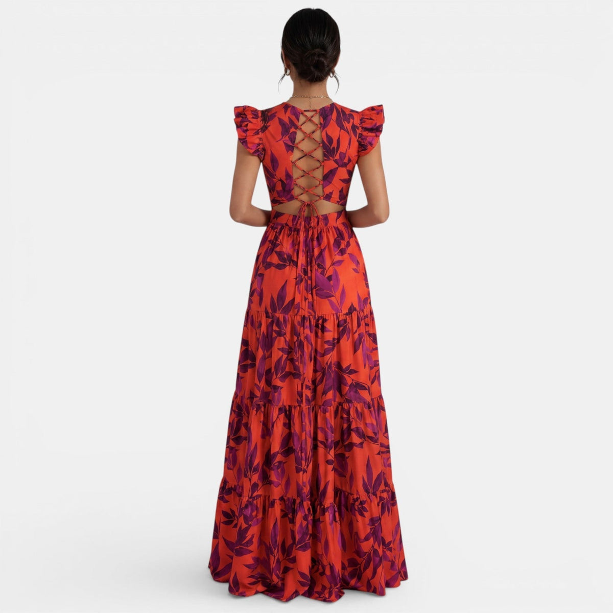 Damen Abendkleid Sofia – Rot, Volants, fließender Schnitt
