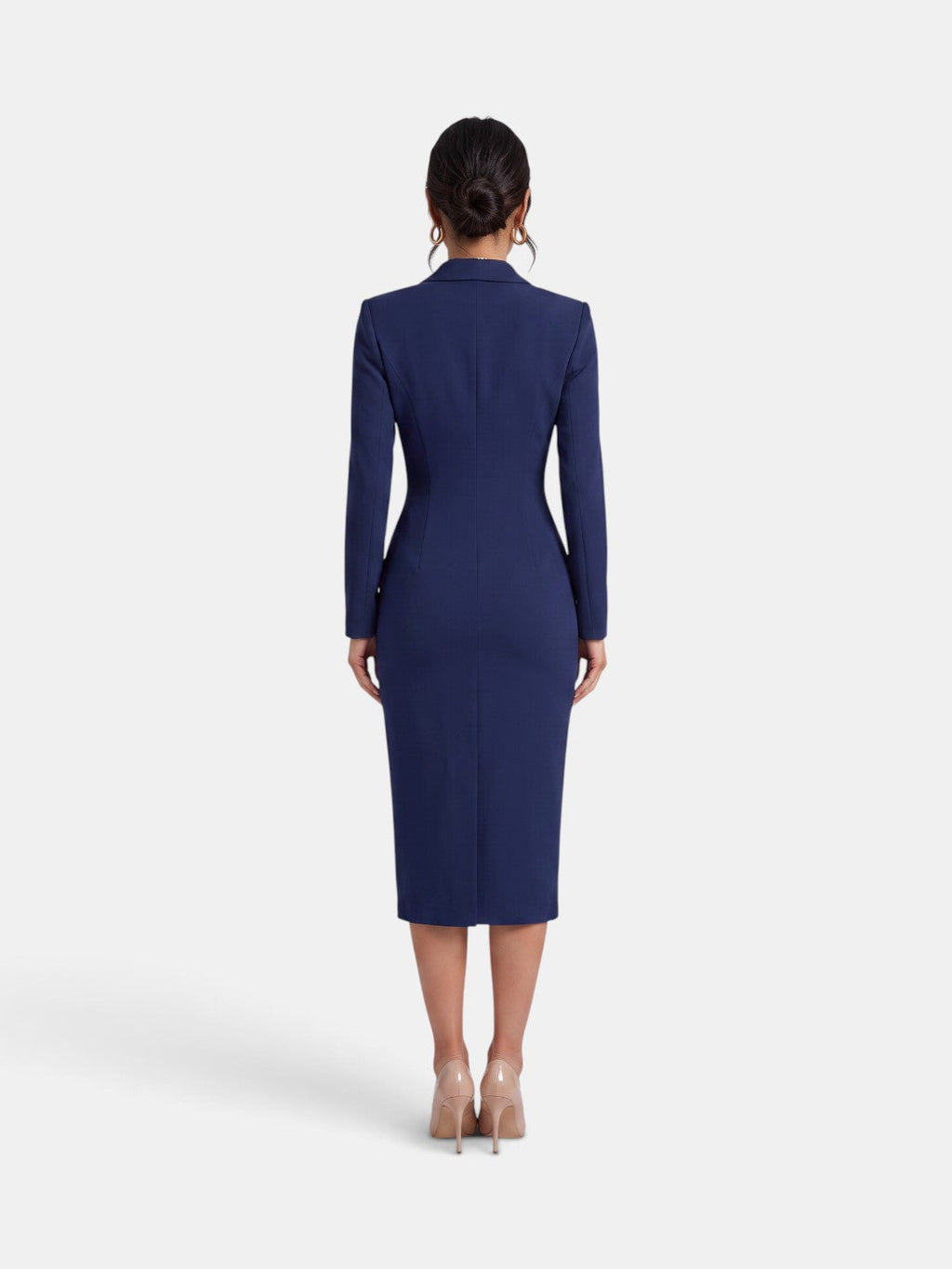 Damen Blazer Kleid Lena – Midi elegant weiß strukturiert