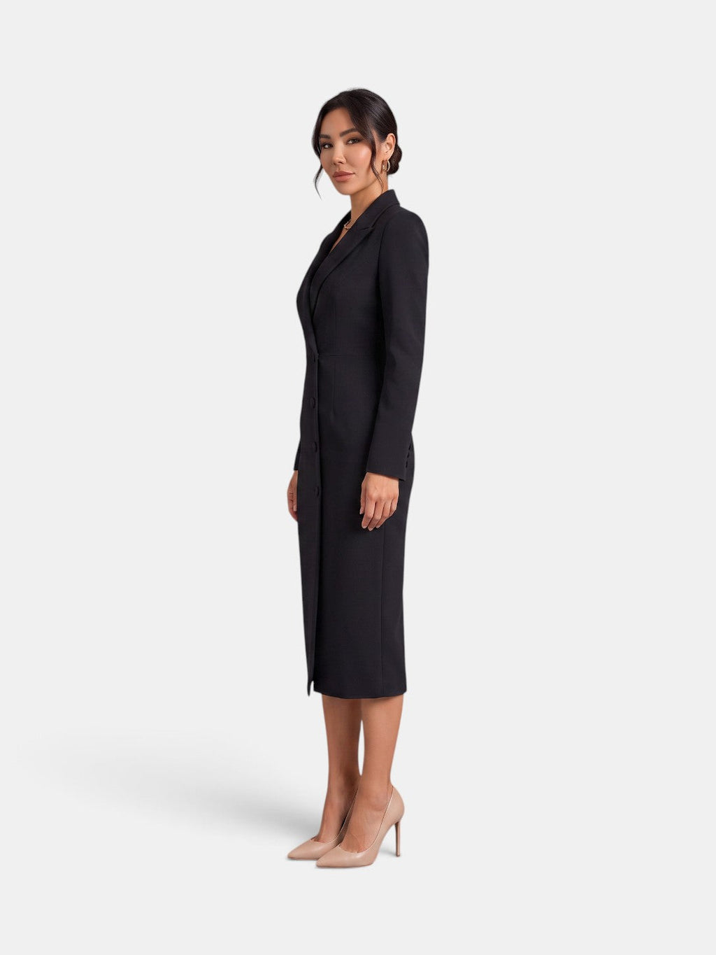 Damen Blazer Kleid Lena – Midi elegant weiß strukturiert