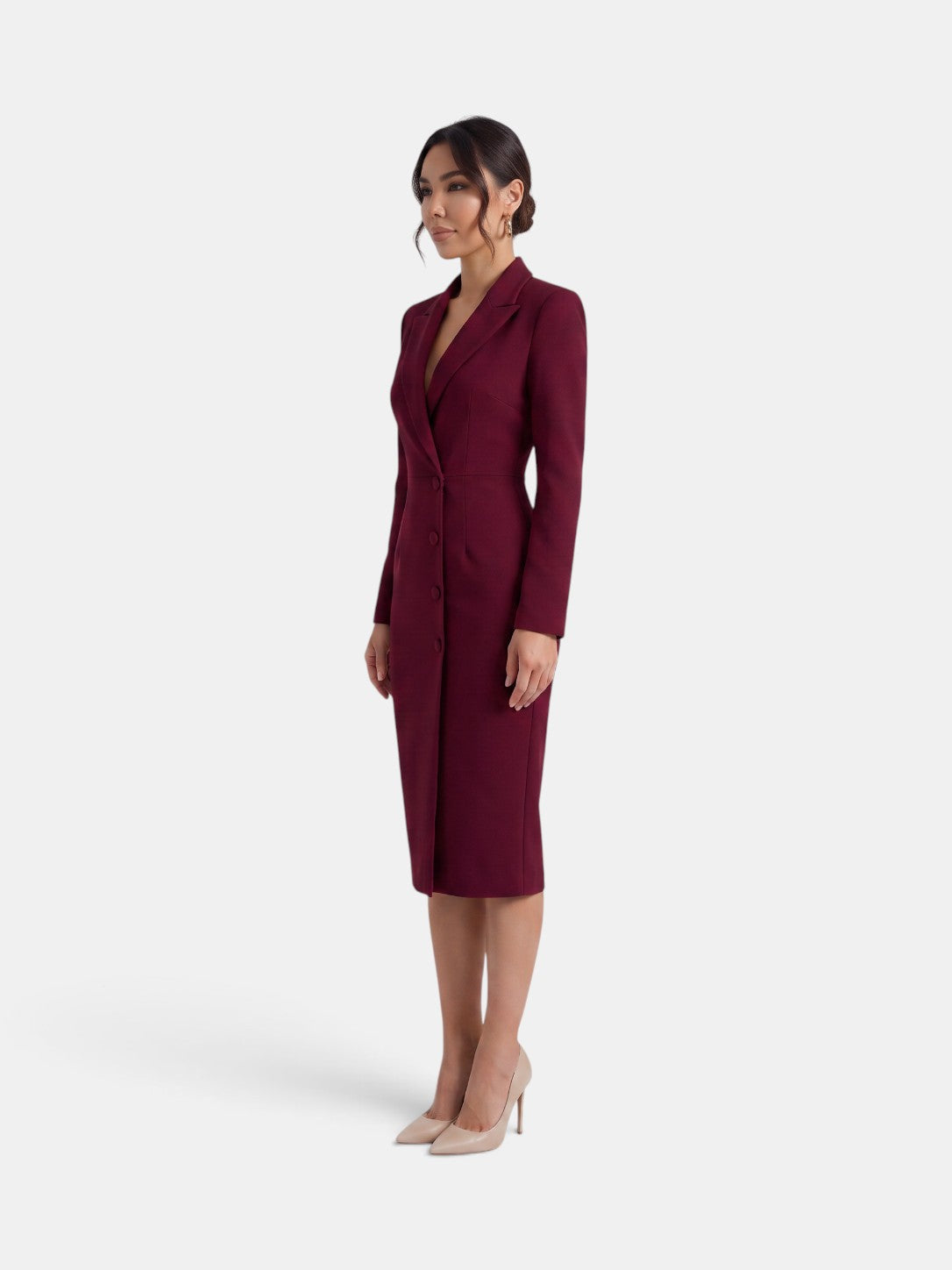 Damen Blazer Kleid Lena – Midi elegant weiß strukturiert