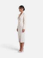 Damen Blazer Kleid Lena – Midi elegant weiß strukturiert