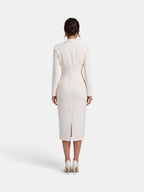 Damen Blazer Kleid Lena – Midi elegant weiß strukturiert