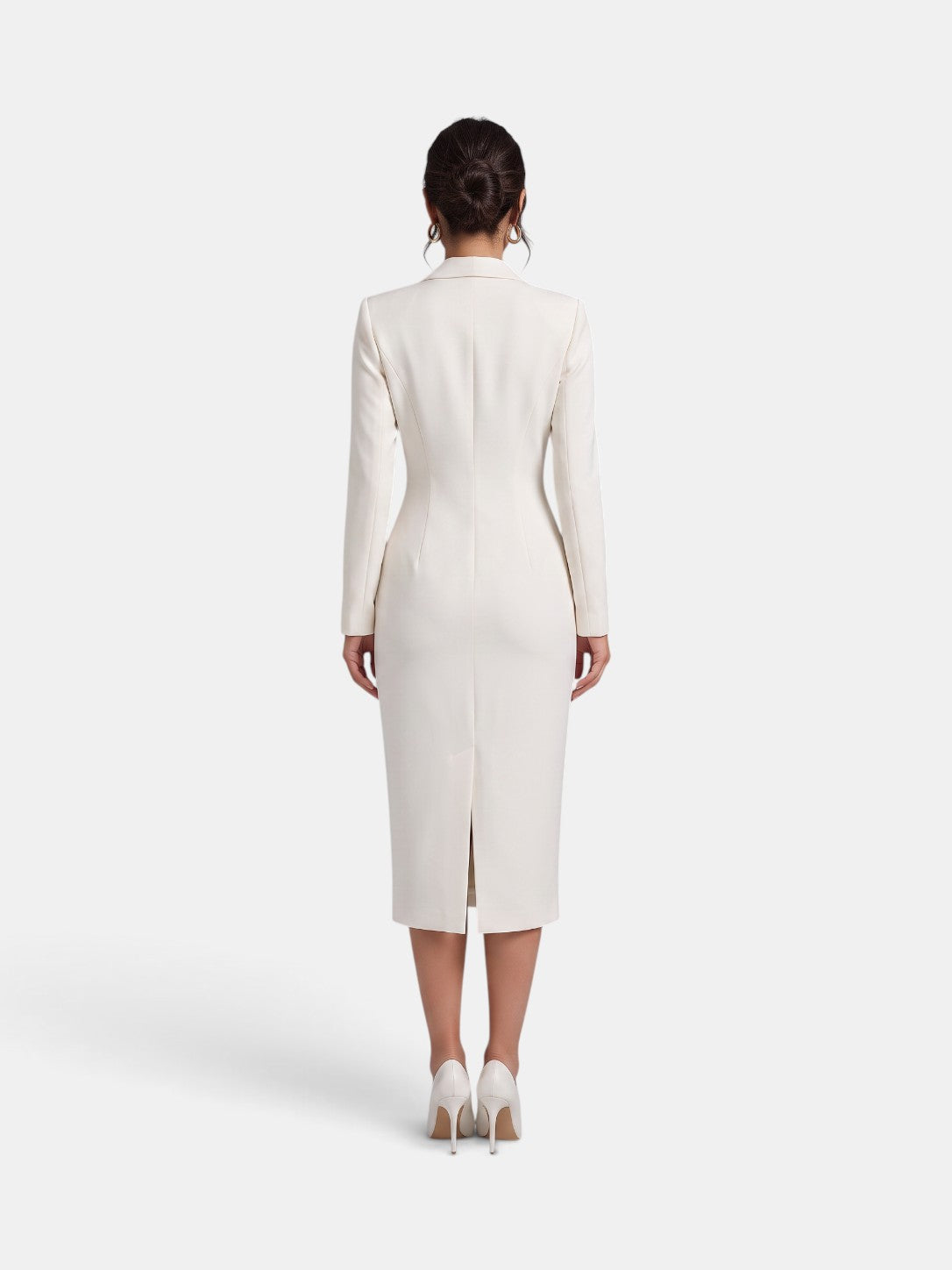 Damen Blazer Kleid Lena – Midi elegant weiß strukturiert