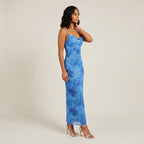 Damen Maxikleid Emma – Florales Muster, Drapierter Ausschnitt