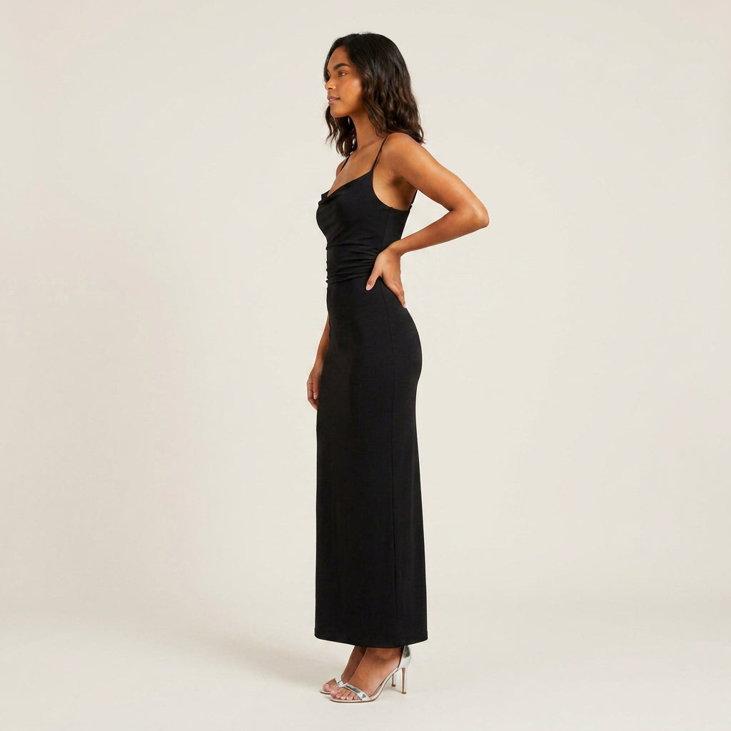 Damen Maxikleid Emma – Florales Muster, Drapierter Ausschnitt