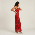 Damen Maxikleid Emma – Florales Muster, Drapierter Ausschnitt