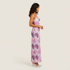 Damen Maxikleid Emma – Florales Muster, Drapierter Ausschnitt