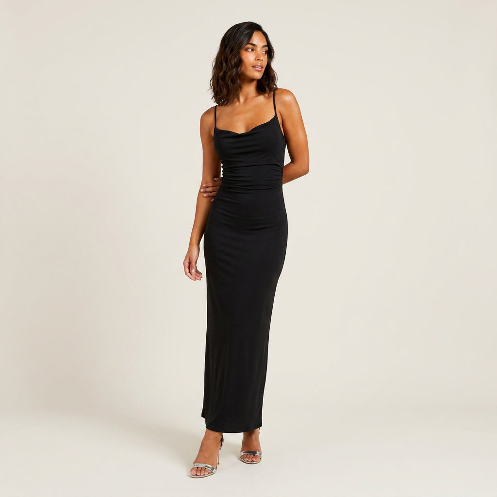 Damen Maxikleid Emma – Florales Muster, Drapierter Ausschnitt
