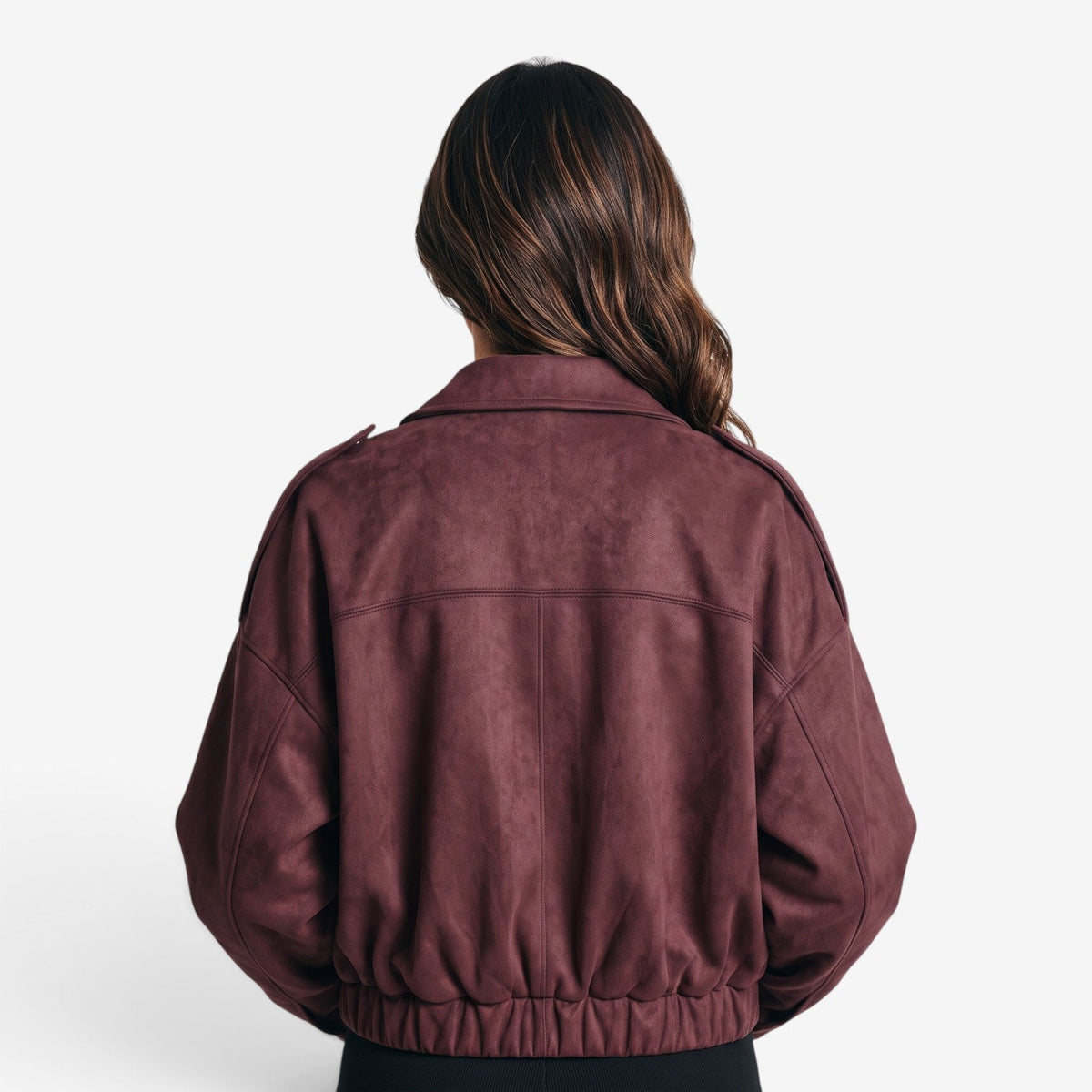 Chaqueta de ante holgada mujer con cuello clásico - vista 3