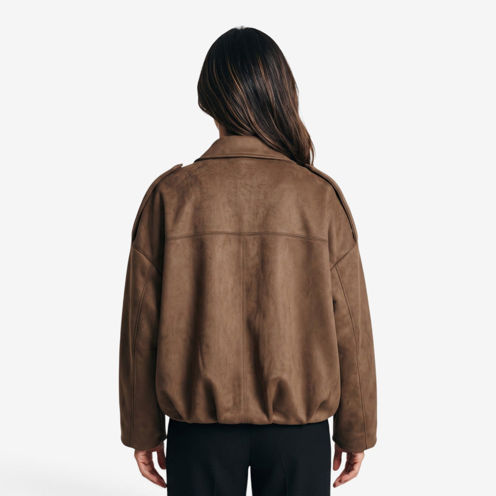Chaqueta de ante holgada mujer con cuello clásico - vista 6