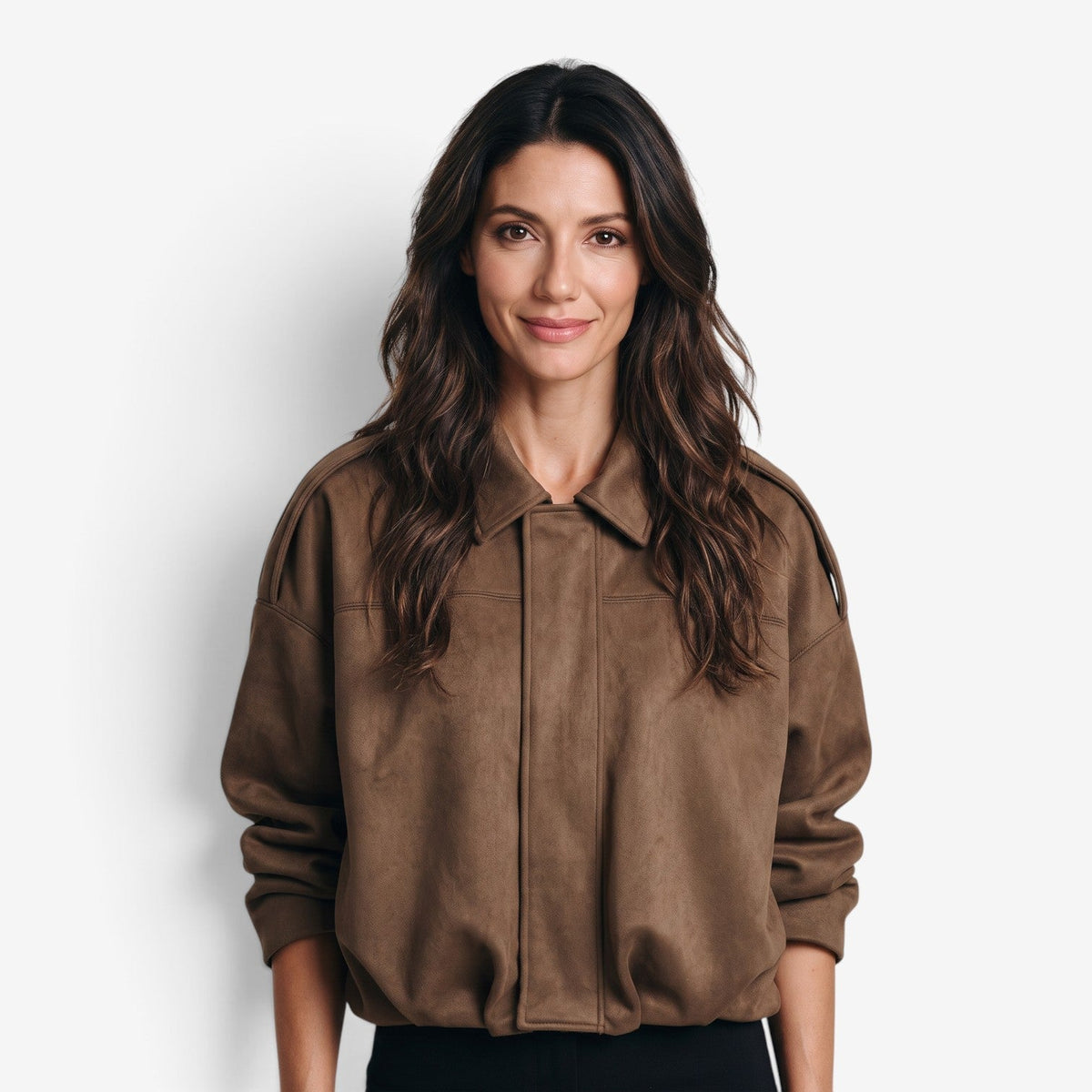 Chaqueta de ante holgada mujer con cuello clásico - vista 4