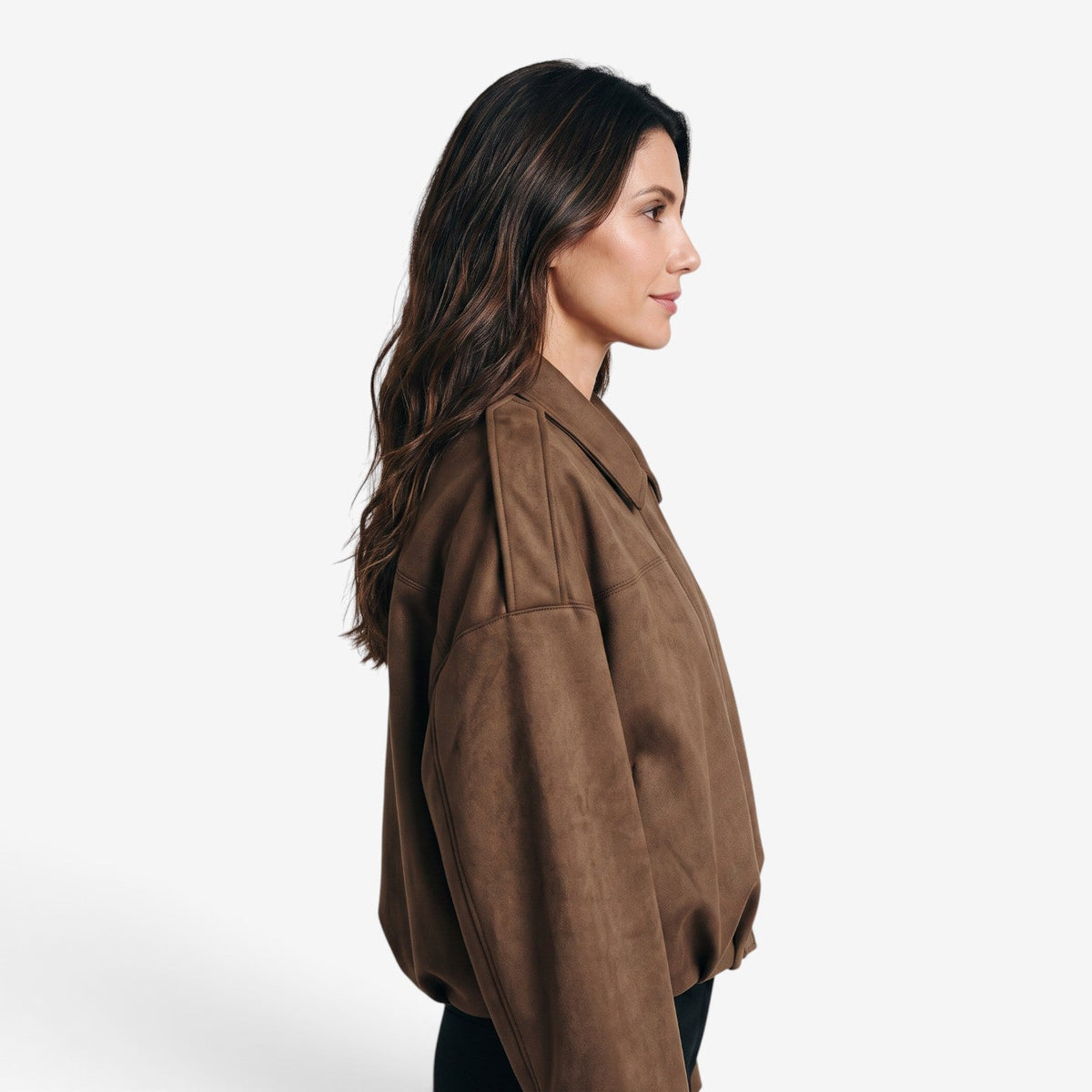 Chaqueta de ante holgada mujer con cuello clásico - vista 5