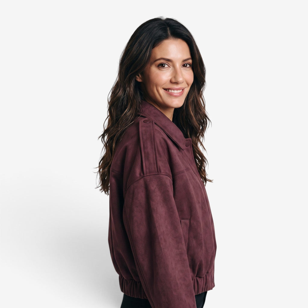 Chaqueta de ante holgada mujer con cuello clásico - vista 2