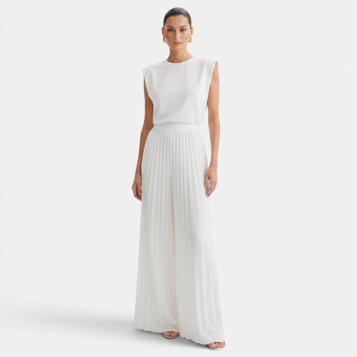 Damen Hosenanzug Greta – Ärmellos mit Plissee Wide Leg