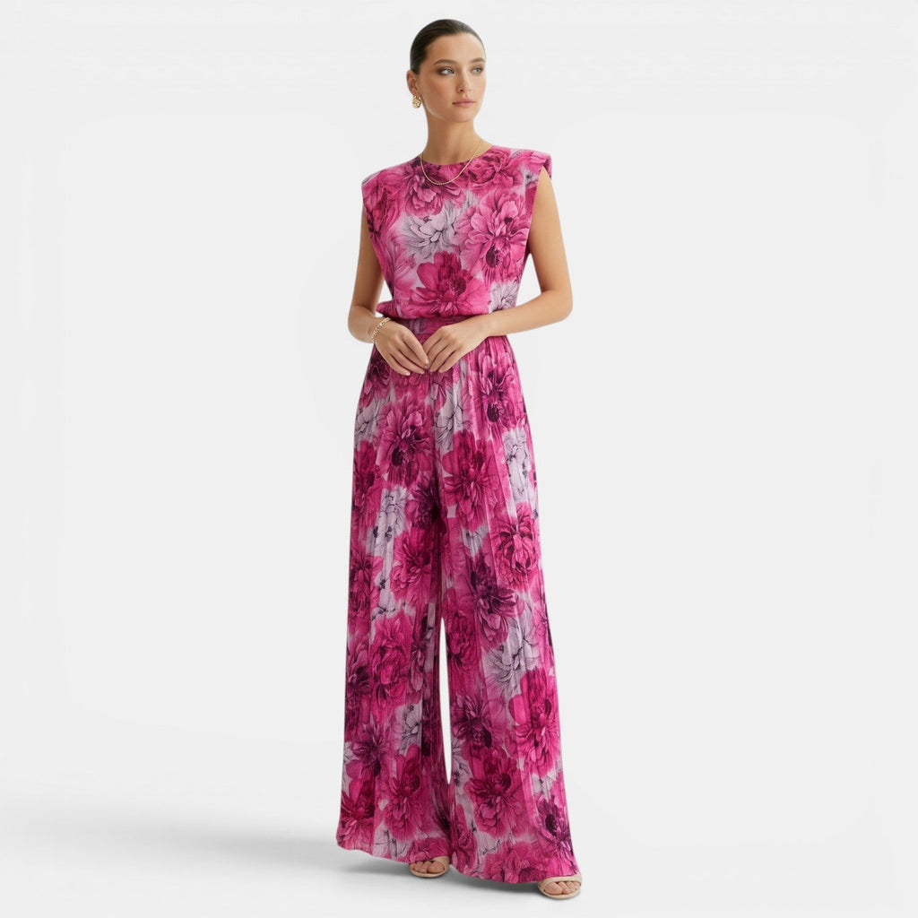Damen Hosenanzug Greta – Ärmellos mit Plissee Wide Leg