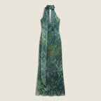 Damen Abendkleid Emma – Neckholder, fließend, abstraktes Muster