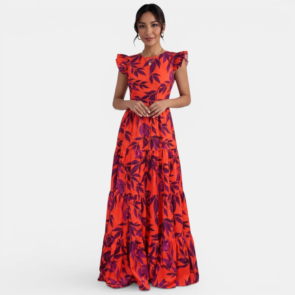 Damen Abendkleid Sofia – Rot, Volants, fließender Schnitt