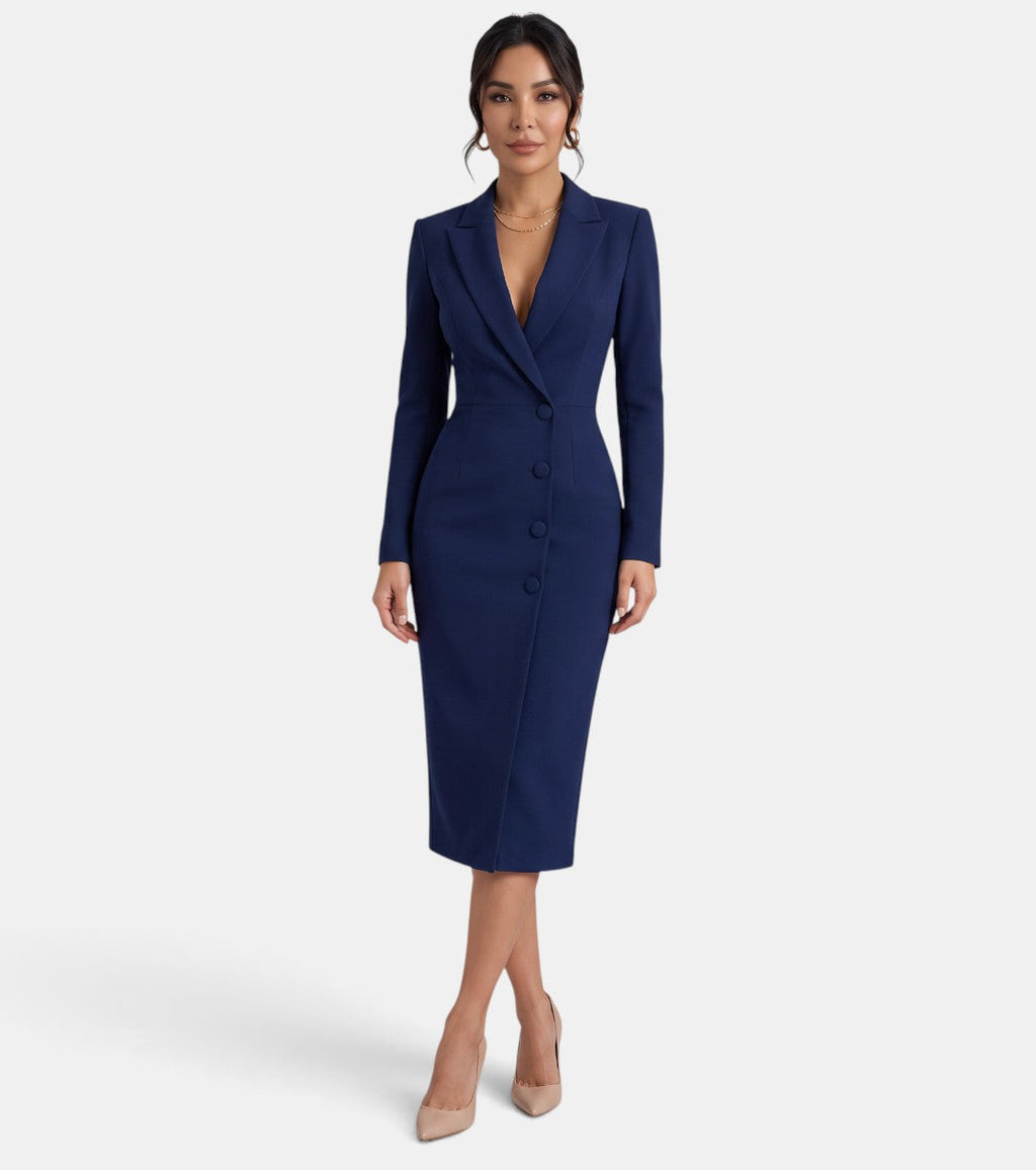 Damen Blazer Kleid Lena – Midi elegant weiß strukturiert