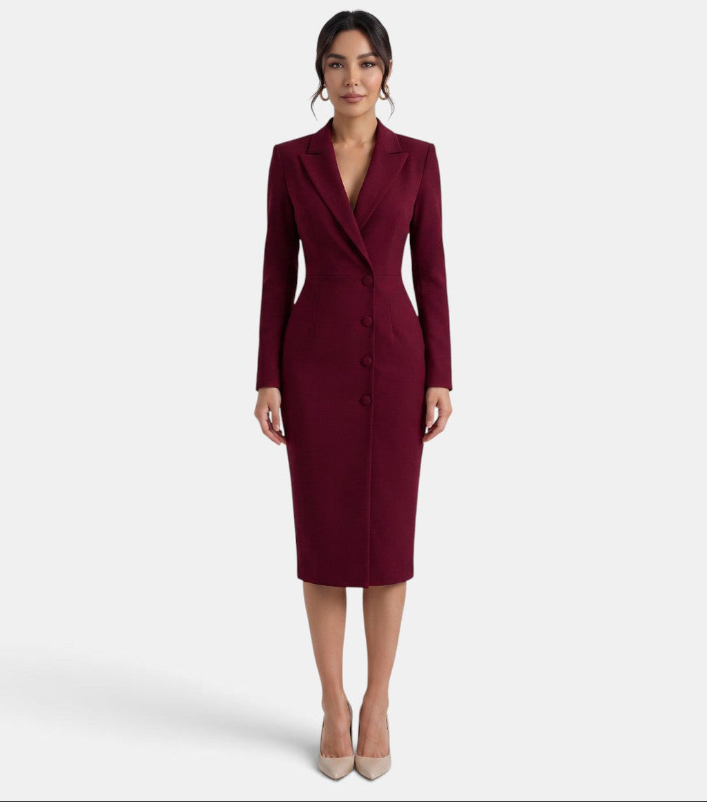 Damen Blazer Kleid Lena – Midi elegant weiß strukturiert