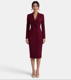 Damen Blazer Kleid Lena – Midi elegant weiß strukturiert
