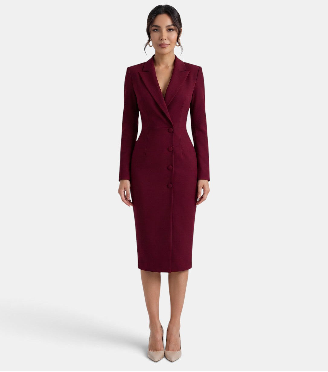 Damen Blazer Kleid Lena – Midi elegant weiß strukturiert