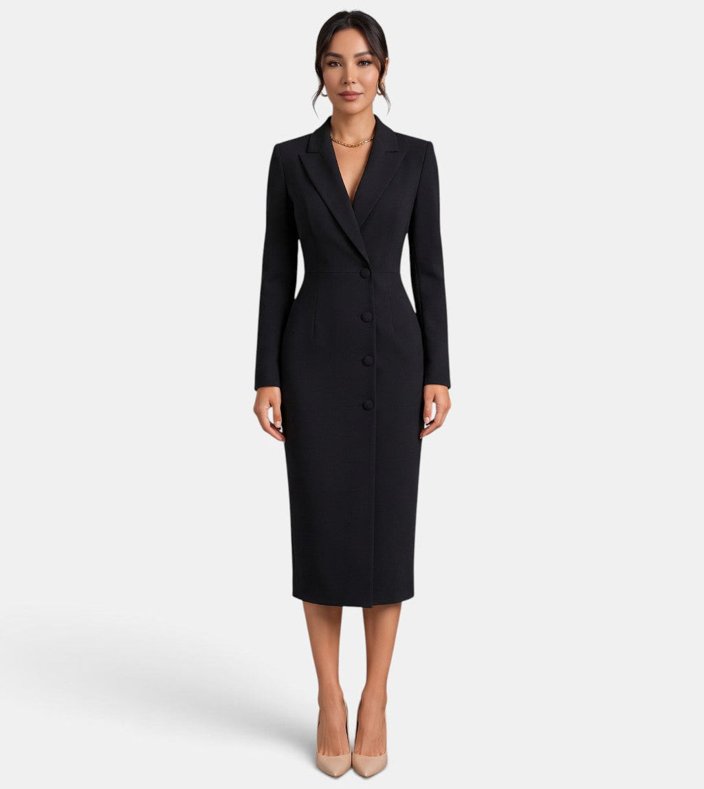 Damen Blazer Kleid Lena – Midi elegant weiß strukturiert