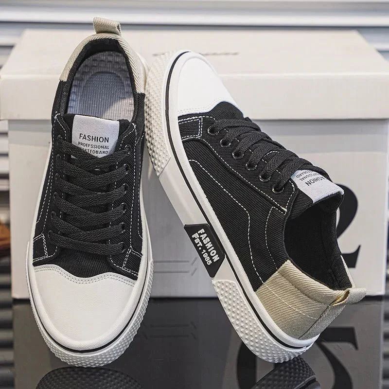 Herren Sneaker Felix – Vintage Retro, Leinenstoff, leicht