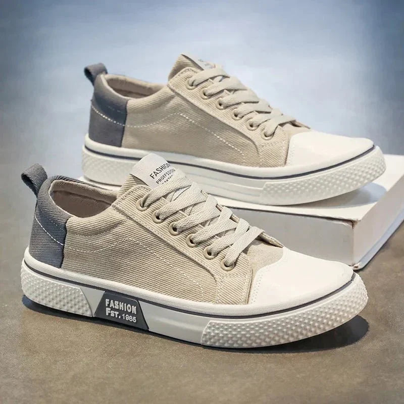 Herren Sneaker Felix – Vintage Retro, Leinenstoff, leicht