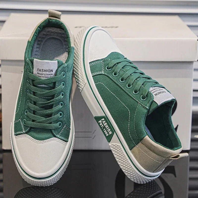 Herren Sneaker Felix – Vintage Retro, Leinenstoff, leicht