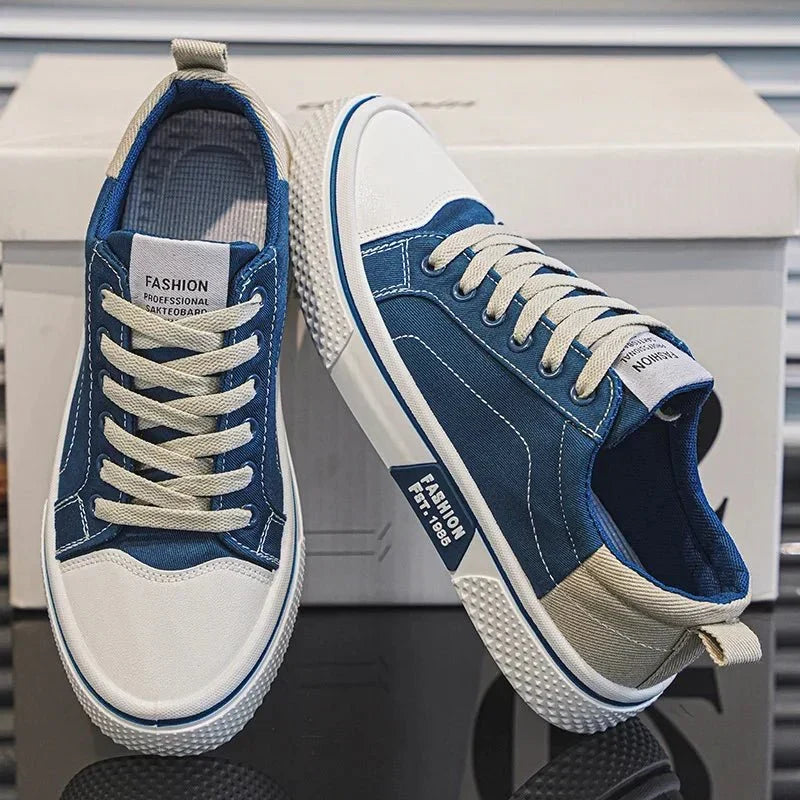 Herren Sneaker Felix – Vintage Retro, Leinenstoff, leicht
