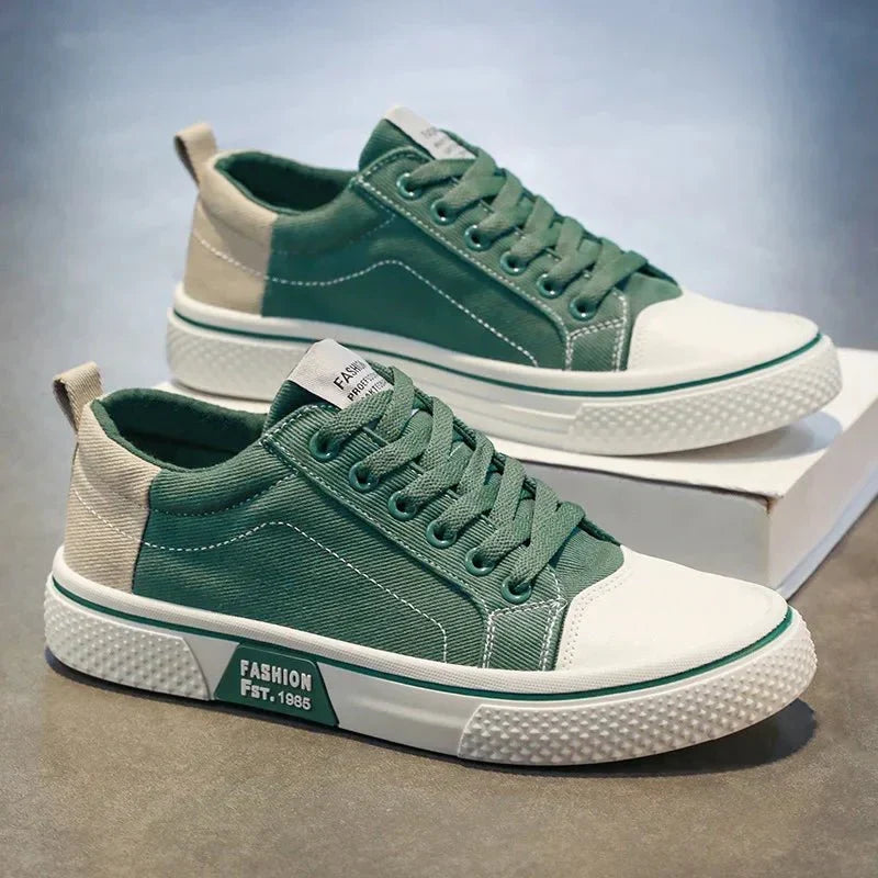 Herren Sneaker Felix – Vintage Retro, Leinenstoff, leicht