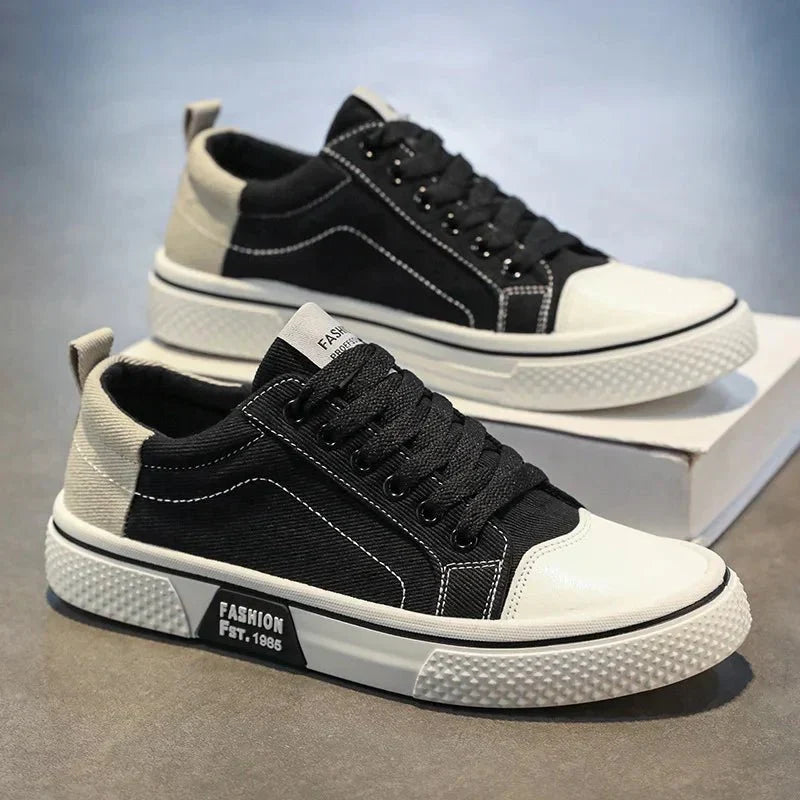 Herren Sneaker Felix – Vintage Retro, Leinenstoff, leicht