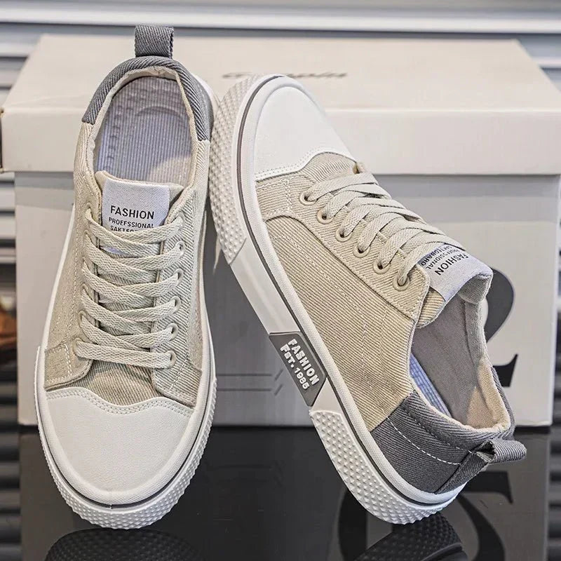 Herren Sneaker Felix – Vintage Retro, Leinenstoff, leicht