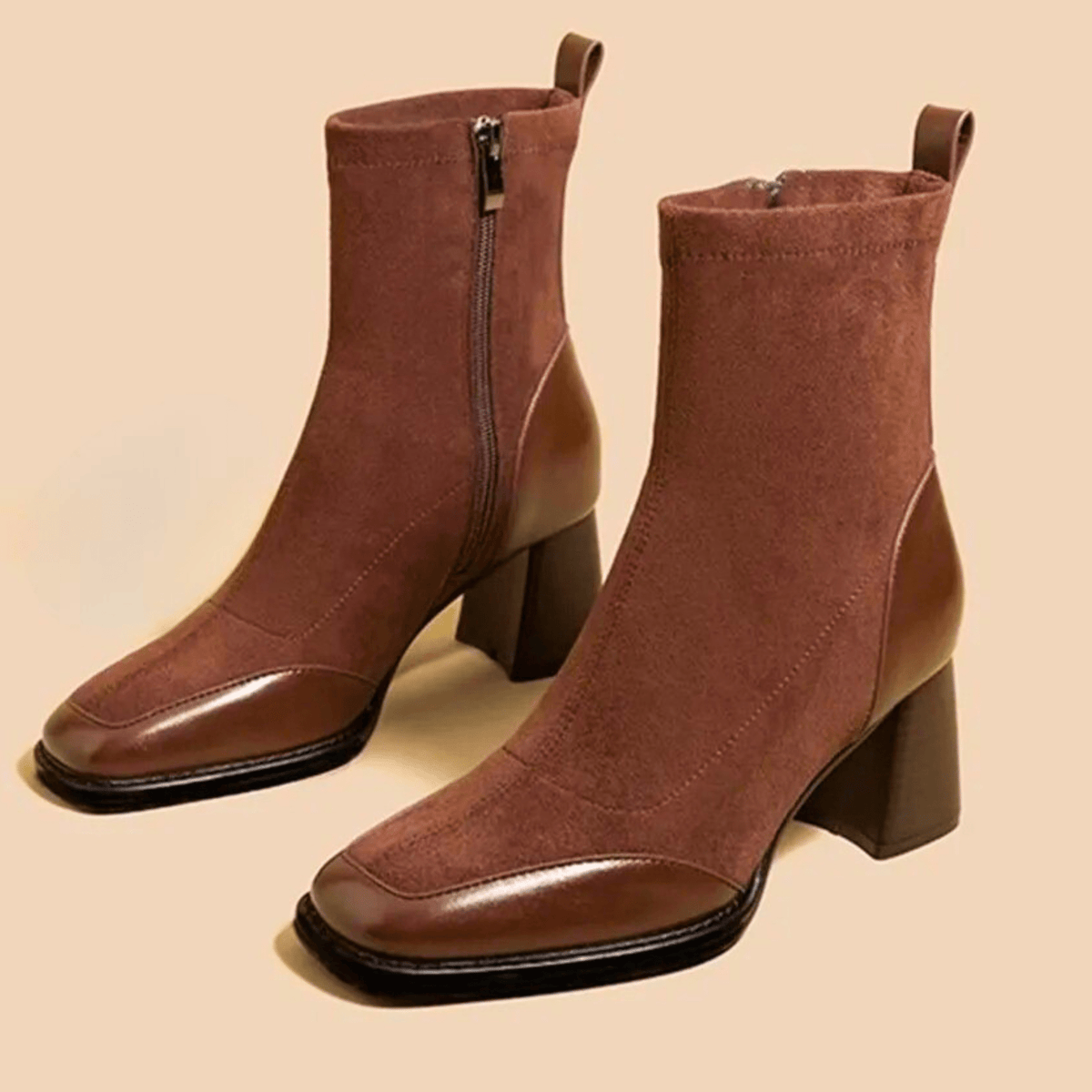 Damen Stiefeletten Emma – Echtleder, Blockabsatz, elegant