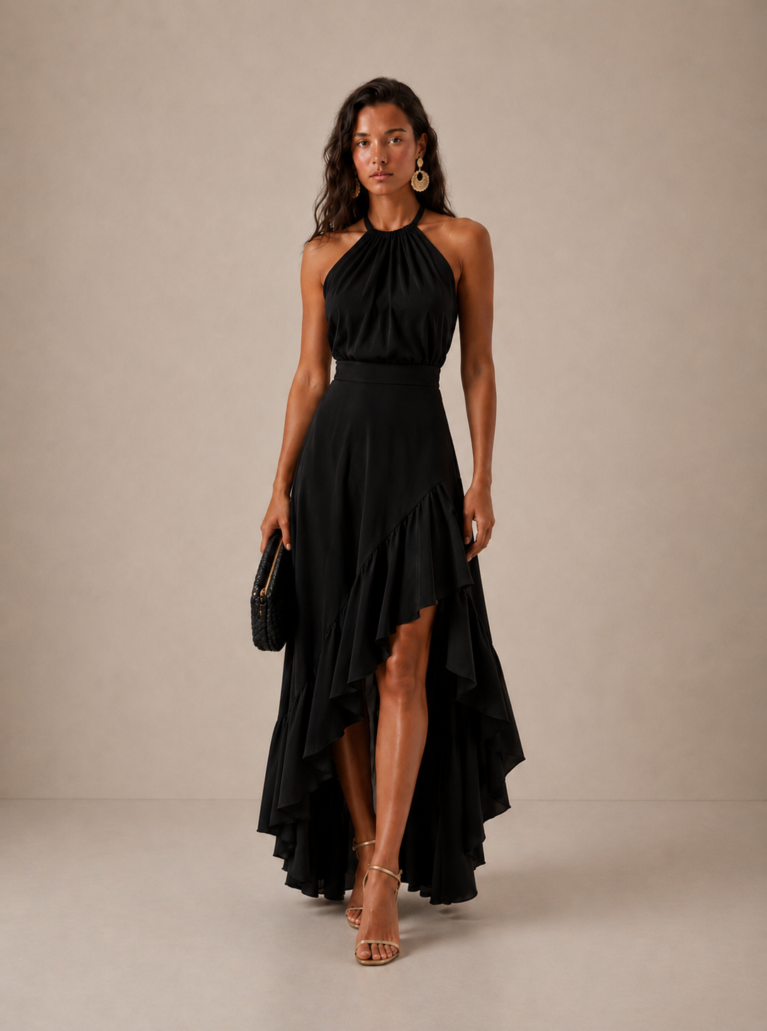 Damen Hochzeitskleid Emma – Asymmetrischer Volant & Neckholder