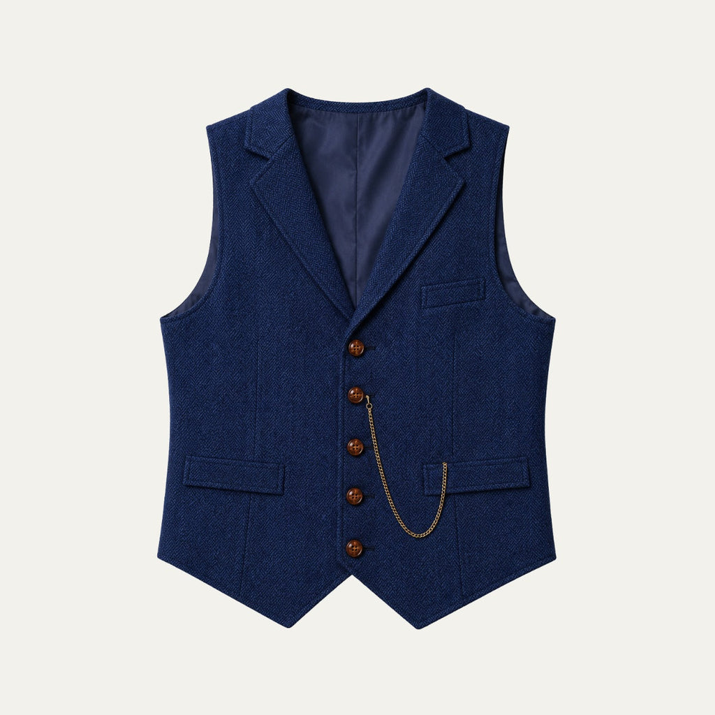 Herren Tweedweste Nicolas – Fischgrät, Jacquardkette, tailliert