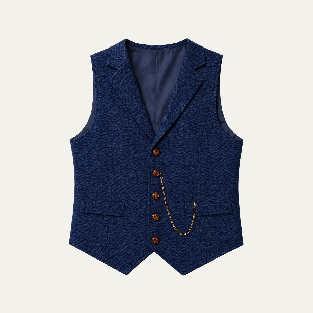 Herren Tweedweste Nicolas – Fischgrät, Jacquardkette, tailliert