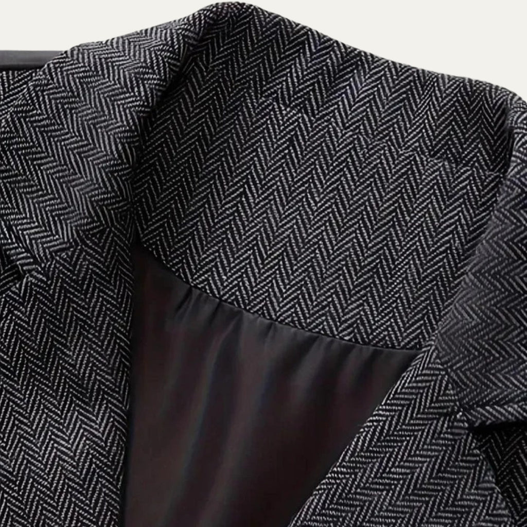 Herren Tweedweste Nicolas – Fischgrät, Jacquardkette, tailliert