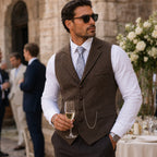 Herren Tweedweste Nicolas – Fischgrät, Jacquardkette, tailliert