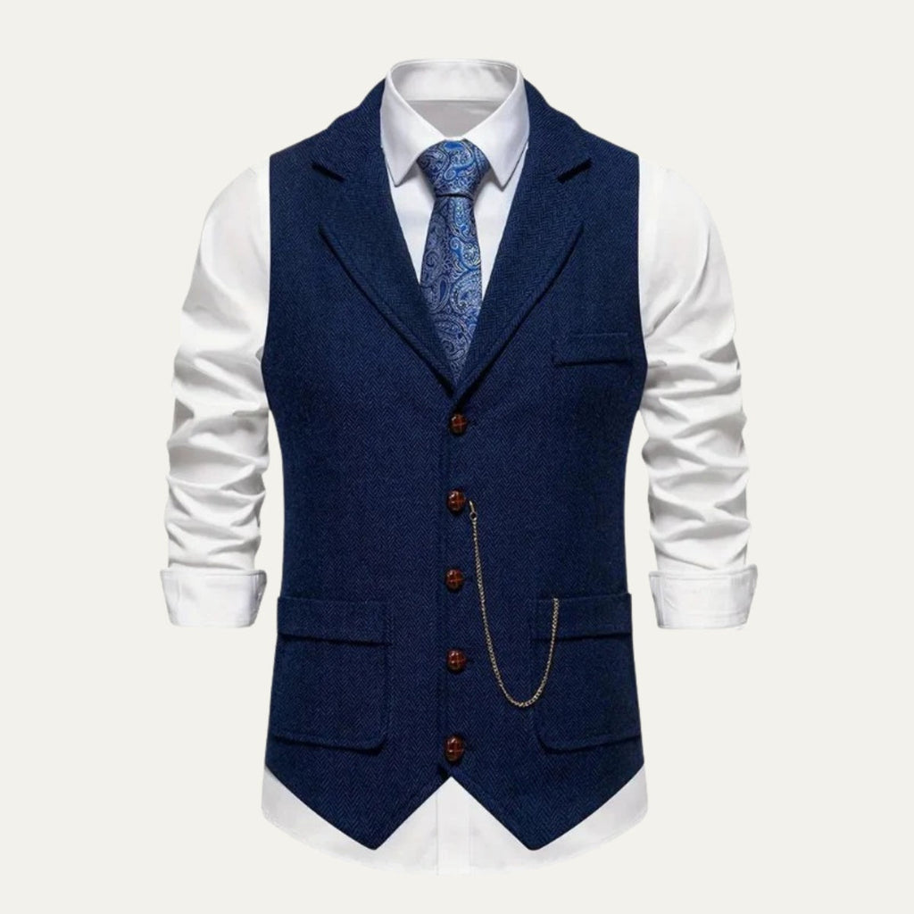 Herren Tweedweste Nicolas – Fischgrät, Jacquardkette, tailliert