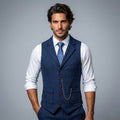 Herren Tweedweste Nicolas – Fischgrät, Jacquardkette, tailliert