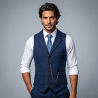 Herren Tweedweste Nicolas – Fischgrät, Jacquardkette, tailliert