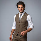 Herren Tweedweste Nicolas – Fischgrät, Jacquardkette, tailliert