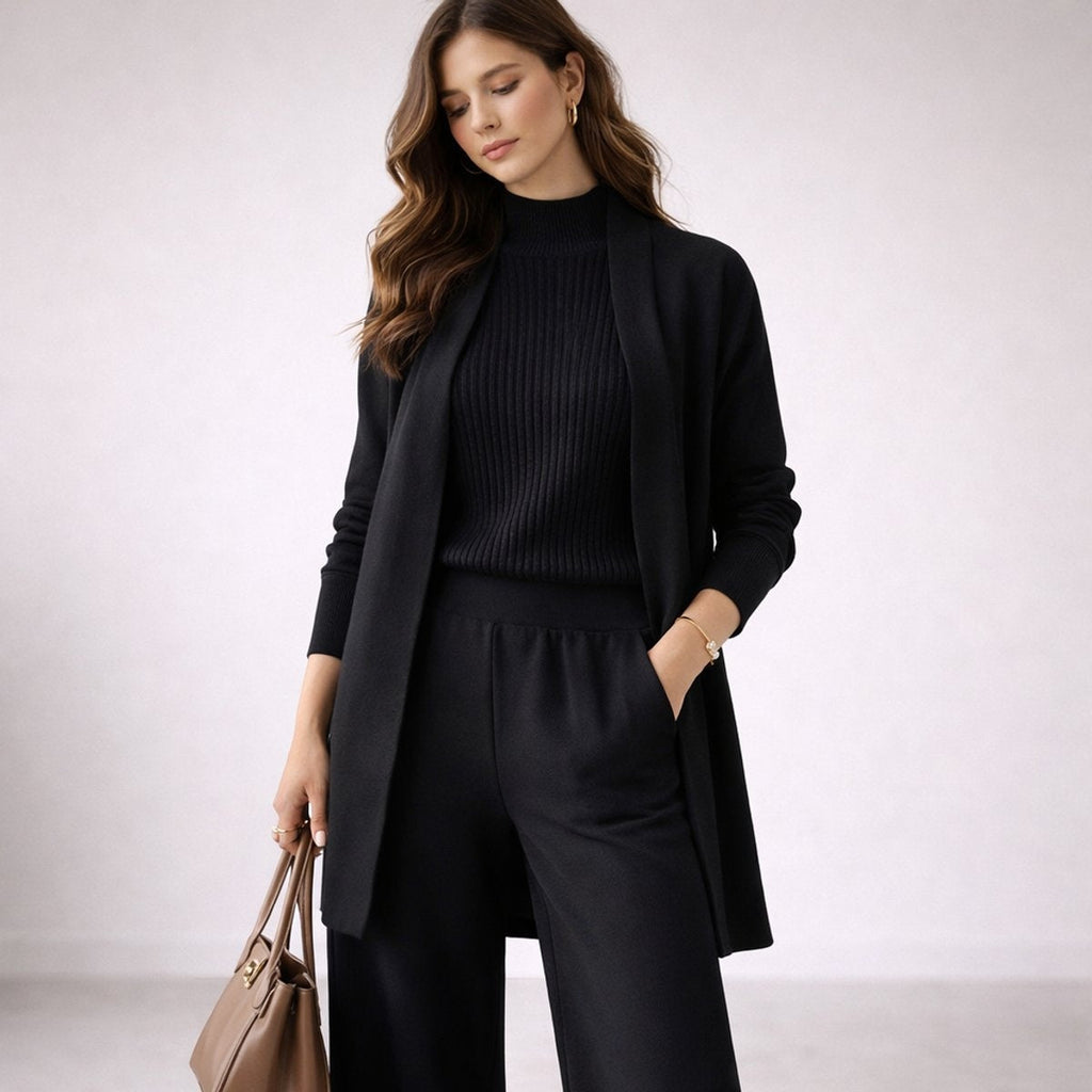 Damen Strickset Lina – 3-teilig mit Cardigan und Hose