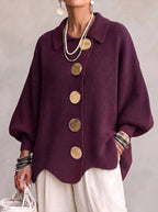 Damen Cardigan Emma – Oversize mit Metallknöpfen