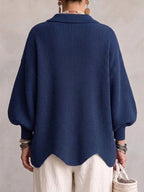 Damen Cardigan Emma – Oversize mit Metallknöpfen