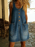 Damen Jeanskleid Lina – Mini, Trägerlos, Baumwolle