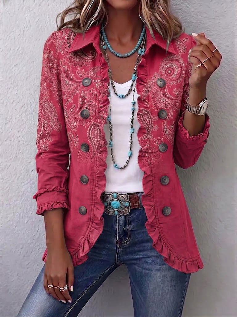 Damen Jacke Clara – Kaschmir Rüschen Rosa