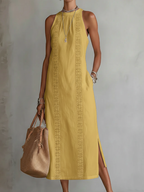 Damen Midikleid Greta – Fließend mit Stickerei