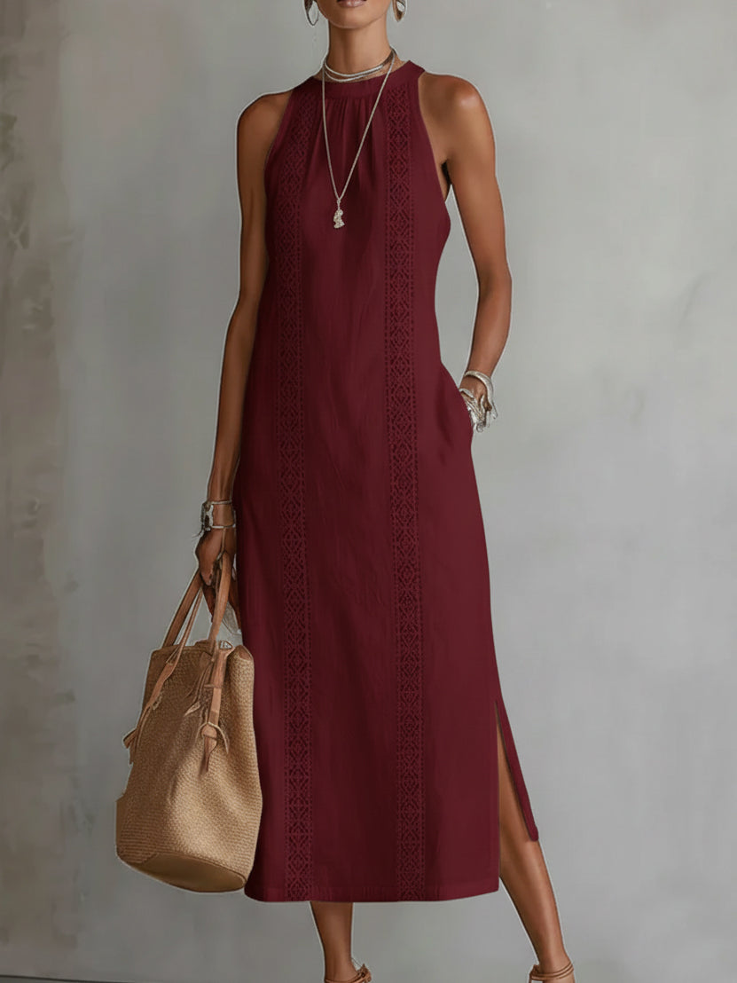 Damen Midikleid Greta – Fließend mit Stickerei